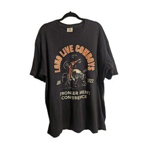 Mens 2XL Cowboy Shirt Western Rodeo Horse Wrangler Graphic Tee T-Shirt